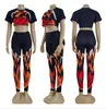Survêtements pour femmes flambant neuf ensemble deux pièces haut + pantalon de jogging imprimé lettre V sport sweat-shirt court vêtements de marque