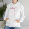 Felpe con cappuccio da donna Felpa con cappuccio con nastro rosa per i suoi vestiti Coquette Felpa con fiocco Carino Y2k Trendy Estetica Girocollo Pullover Inverno Donna Top