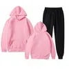 Survêtements pour hommes Hommes Ensembles Sweat à capuche Pantalon Deux pièces Casual Couleur Solide SweatSuit Mode Sportswear Marque Ensemble Survêtement Mâle P857