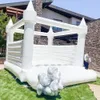 wholesale 3x3m (10x10ft) PVC Gonflable Bounce House sautant blanc Château gonflable videur châteaux cavalier avec ventilateur pour les événements de mariage fête adultes et enfants jouets-D