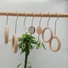 Hangers Loop Hanger Creative Multi-function Double-headed Sturdy Durable S-shaped Wholesale Hook Ring Hat Clip Wooden Circle Wood