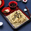 Dinnerware Sets Cold Noodle Plate Restaurant Dish Udon Noodles Rectangular Tray Japanese Style Tableware With Bamboo Mat Soba Dessert