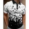 Modna męska koszula polo 3D Czarno -białe nadrukowane luźne bluzki odzieżowe Sumne krótkie rękawy 240118