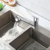 Banyo Lavabo muslukları Ticari Paslanmaz Çelik Tek saplı püskürtücü mutfak musluk deliği 360 ° rotasyon
