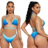 Women's Swimwear Swimsuit 3 Piece Bikini Set Women With See Through Pant Bathing Suit 2024 Fashion Gradient Bandage Sexy Beach Outfits