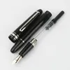 Högkvalitativ ny 163/145 Kolvfontänpenna guldtrim Black Rollerball Office Calligraphy Ink Pen