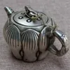 Bottles Old China White Brass Carving Lotus Frog Wine Pot Teapot Statue