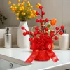 Fiori decorativi Anno Decorazione Bouquet artificiale Bacca rossa Secchio di fiori finti per