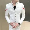 Erkekler takım elbise standı yaka erkekler rahat blazers üç uçlu takım elbise ceket buğday sapları süslemeli bahar erkek tarzı blazer 4xl