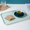 TEA TRAYS 1PC Modern Minimalist Tray Home Dessert Cake Servering Anti-Slip Solid Color Snacks Plate Kitchen Accessories Organisatörer