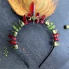 ヘアクリップナチュラルクリスタルフープ電気めっき赤い緑の古代ブロンズカラスアクセサリー魔女ムーンクラウン