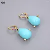 Dangle Earrings Guaiguai Jewelry Teardrop Turquoise Blue Sea Shell Pearl Mixed Color CZ Paveフック