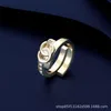 Nouveaux anneaux de diamant de corde en cuir noir double lettre de diamant d'eau plaque torsadée bijoux d'anneau creux avec accessoires de boîte vente entière