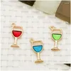 Charms 15st Fashion High Foot Wine Cup Eloy Emamel Pendant Colorf Charm Elegant DIY Halsband Armbandörhängen Keychain Drop Deliver DHBO5