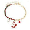 Bracelets de charme Cadeau de Noël Bracelet Père Noël Bonhomme de neige Cloches Elk Flocon de neige Chaîne Pendentif pour femmes Filles Année