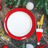 Kitchen Storage 12PCS Santa Hats Christmas Flatware Silverware Holders Bottle Covers Lollipop Cap For Xmas Party Dinner Table