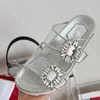 Lässige Hausschuhe, Designer-Sandalen, Slides, Schuhe, Klassiker, Kristall-Strass-Sandale für Damen, Leder, Blitzbohrer, Schnalle, mühelos stilvoll, Slipper mit flachem Boden