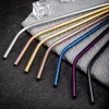 Tumblers Beverage Straws 304 Stainless Steel Cold Drinking Curved Straight Long Straw With Brush Drinkware Bar Party Cups Accessories