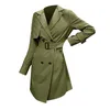 Dames Trench Coats Herfst en Winter Fashion Solid Color Band Taille Classic Rapel Double Breasted Jackets For Women