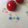 Boucles d'oreilles à tige synthétiques bleu foncé, 1 paire, perles rondes en opale de 5mm, bijoux à la mode pour femmes, argent Sterling 925