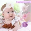 Haarschmuck 3 teile/satz Baby Mädchen Blumen Bögen Stirnbänder High-End Schnee Garn Süße Prinzessin Kinder Kleinkinder Haarbänder Kopfschmuck PO Prop