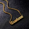 Collana con nome personalizzato personalizzato Collana con ciondolo con targhetta a catena cubana in acciaio inossidabile placcato oro