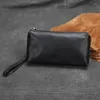 Wallets Men Cluth Bag Wallet Soft Genuine Leather Purse Handy Money Wristlet Male Large Capacity Zipper Phone