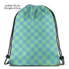 Borse per la spesa Zaino da viaggio per uomo con coulisse Earthbound Borsa sportiva per donna a scacchiera blu e verde acqua Fitness Nuoto