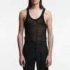 Men's Tank Tops Fitness Sports Vest Sexy Solid Color Knitted Hollow Out See-through Women Sleeveless O-Neck Spaghetti Strap