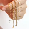 14 -karatowy złoto wypełniona bransoletka bransoletka ręcznie robana perłowa biżuteria boho urok Bracelets Druhna Prezent Vintage Anklety dla kobiet 240118
