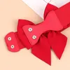 Belts Red Bow Belt Bowknot Stretchy For Women Party Dresses Sweet Punk Clothing Decor All-match Accessories 2024