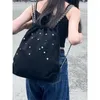 Sacos escolares diamantes design prata couro mochila crossbody para mulheres 2024 designer de luxo coreano moda corrente cordão bolsas