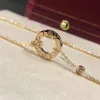 High version v gold V High Version LOVE Cake Couple Necklace Thick Plated Rose Gold New Fashion Double Collar Chain