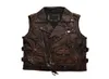 Men039s Vests 2021 Vintage Brown Motorcycle Style Genuine Leather Vest Men Plus Size 5XL Real Natural Cowhide Spring Slim Fit S4591533