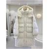 Womens Down Parkas Ny ankomst Anpassad logotyp Ic Coat Kne Längd Lök Skur Women White Duck Jacket för vinterdropp Leverans Klädskoskolt Dhajp