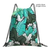 Shopping Bags Unisex Drawstring Green Jungle Leaves Women Backpacks Men Outdoor Travel Training Fitness Bag