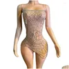 Stage Wear Fl Strass Abito da sera Abiti da ballo Donna Compleanno Festeggia Costume Cantante Festival Outfit Xs7578 Drop Delivery Appa Dhhsy