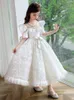 White Flowers Girls Dresses 2-14 Years Lace Tulle Flower Toddler Girl Princess For Kid Child Wedding Party Baby Bridesmaid Maxi Ball Gown Evening Birthday Gowns