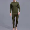 Heren trainingspakken Heren tweedelig pak Topbroek Set Winter thermisch ondergoed Ronde hals Pyjama met lange mouwen en slanke pasvorm