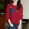 Kvinnors hoodies Kvinnor Autumn och Winter O-Neck Pullovers Sweatshirt Solid Color Printing Casual Löst stor storlek mångsidig långärmad topp