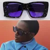 Erkekler Güneş Gözlüğü PR 08ys Moda Klasik Podyum Tarzı Dikdörtgen Siyah Çerçeve Mor Lens Lüks Trend Seyahat Tatil Tasarımcısı WOM201V