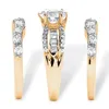 Cluster Anelli Design classico 3 pezzi in 1 set di zirconi di cristallo per le donne Accessori Sposa Anello di fidanzamento Fede nuziale Gioielli Regali
