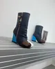 Kvinnor Patti Wedge Half Boot Designer Classics Leather Platform Boots Luxury Fashion Banket Högkvalitativ hälhöjd 8,5 cm utomhus Ankel Boot Silhouette Shoes