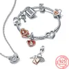 Crystal Pink Love Potion Murano Glass Heart Dangle Charm Fit Bracelet Sier Original Charms For Jewelry Making