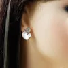 Boucles d'oreilles à clous en forme de cœur, coquille naturelle, métal Zircon brillant, classique, bijoux pour femmes