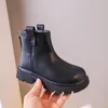 Botas moda crianças pu couro tornozelo 2024 preto sapatos infantis princesa meninas anti deslizamento pé mais quente neve 26-37