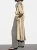 Casacos de trincheira femininos primavera 2024 solto ocidentalizado casaco personalizado versátil ruili topo moda simples vinco drapeado blusão