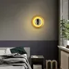 Wandleuchte Nordic Mirror Gold Runde Lampen Schlafzimmer Wohnzimmer Flur Dekorative glänzende Wandlampen Lichter Design Studie Beleuchtung