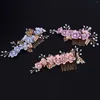 Hair Accessories Pink Flower & Diamond Comb Elegant Wedding Suitable For Parties Honeymoons