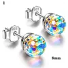 Stud Earrings Free 6/8mm Colorful Rhinestone Western Style Exquisite Bright Women's Multicolor Ball Ear Studs